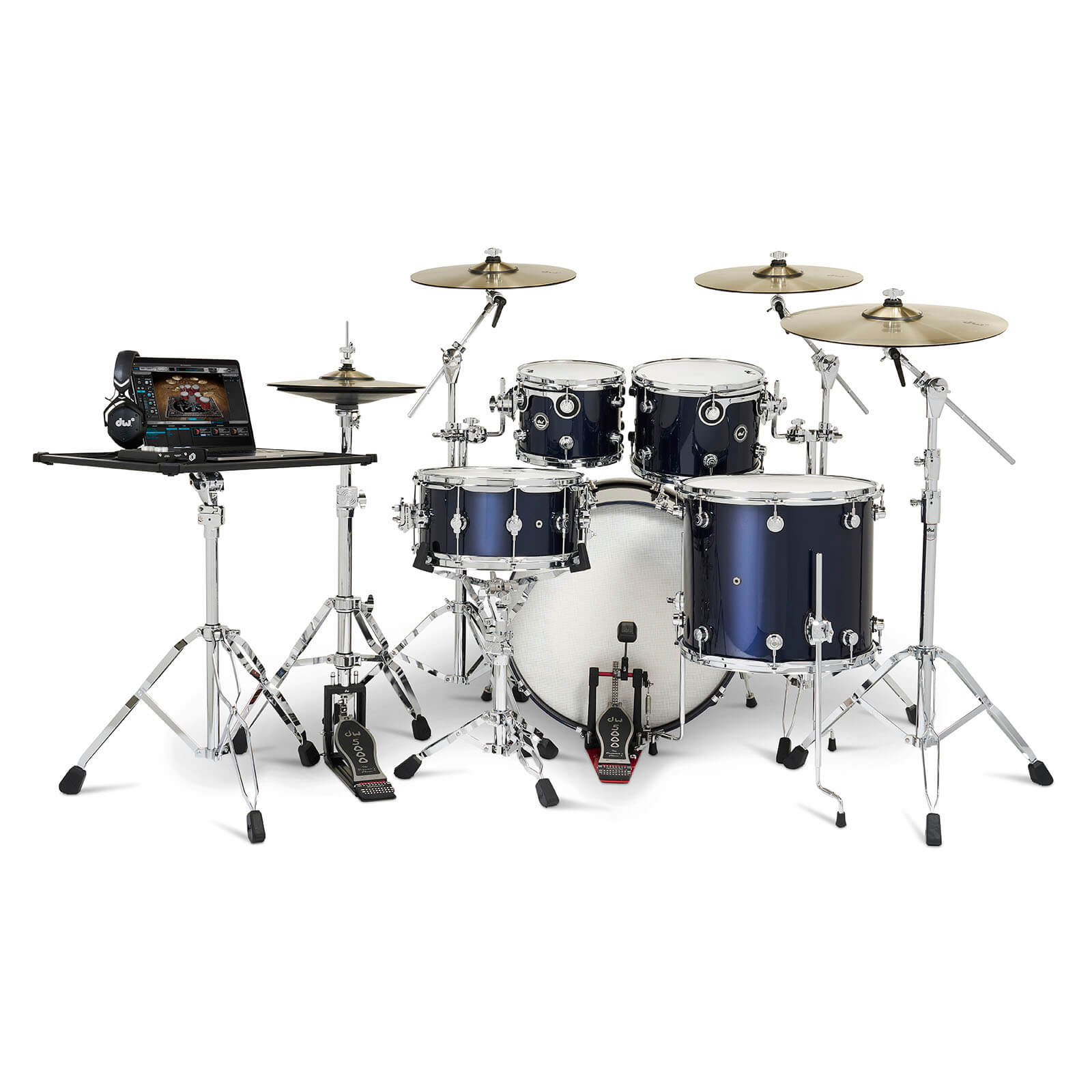 DW DWe 5pc Complete Electronic/Acoustic Drum Set Midnight Blue Metallic