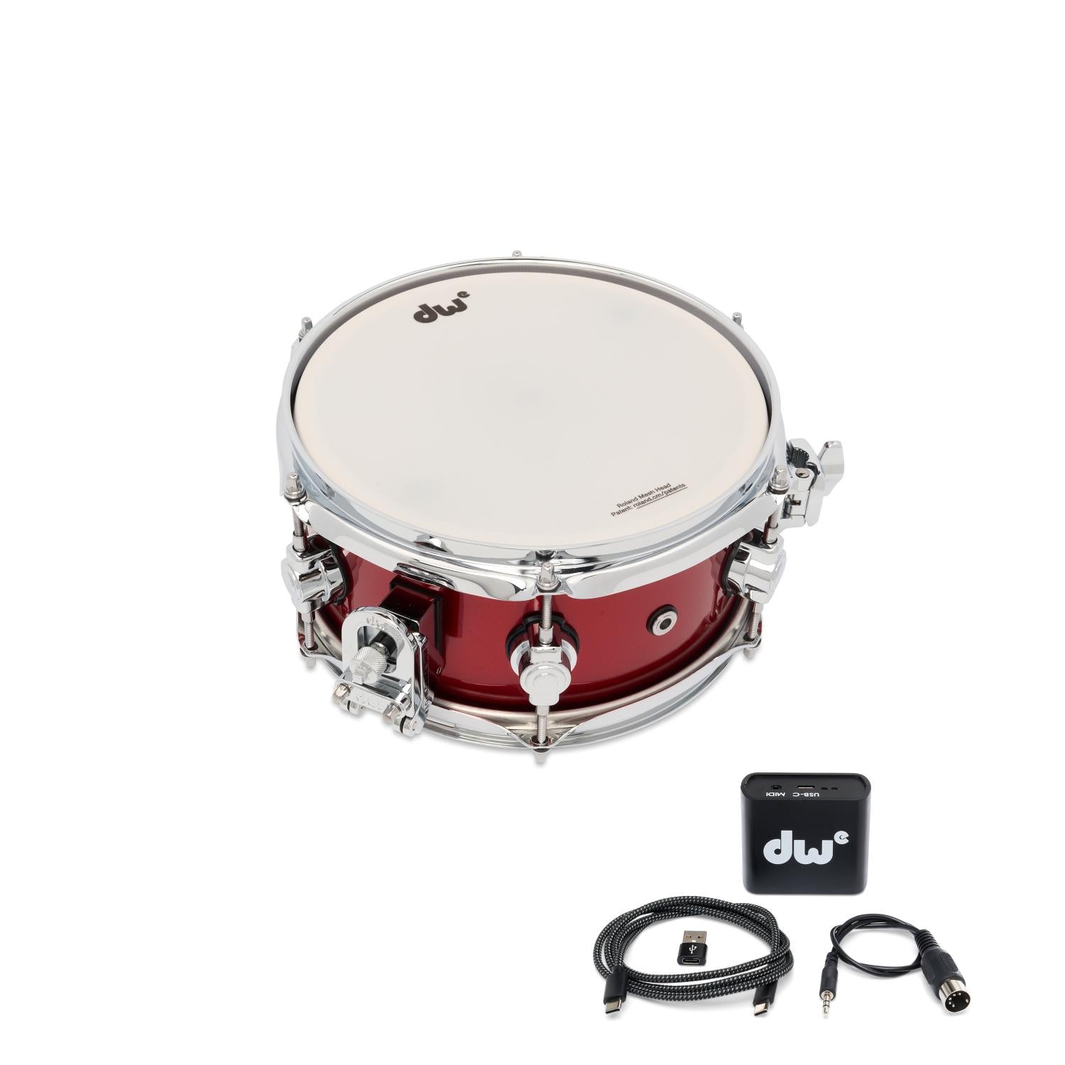 DW DWe Electronic/Acoustic Snare Drum 10x5 Black Cherry Metallic - Drum Center Of Portsmouth