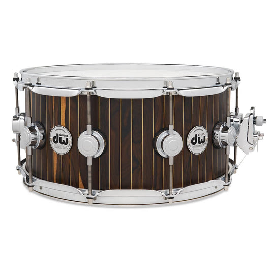 DW Collectors Limited Edition Maple Snare Drum 14x6.5 Brass Pinstripe Ziricote - Drum Center Of Portsmouth