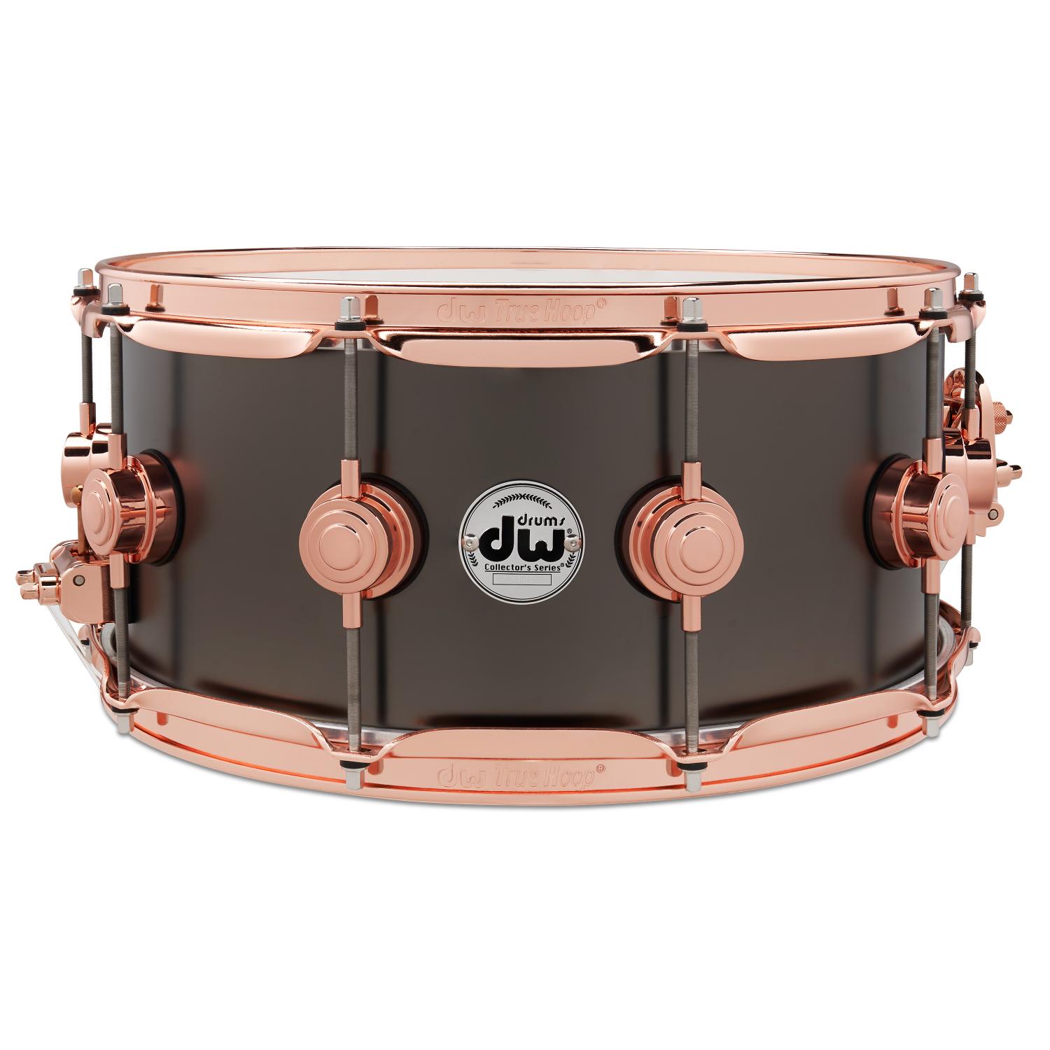 DW Collectors Satin Black Brass Snare Drum 14x6.5 w/Copper Hardware - Drum Center Of Portsmouth