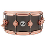DW Collectors Satin Black Brass Snare Drum 14x6.5 w/Copper Hardware - Drum Center Of Portsmouth