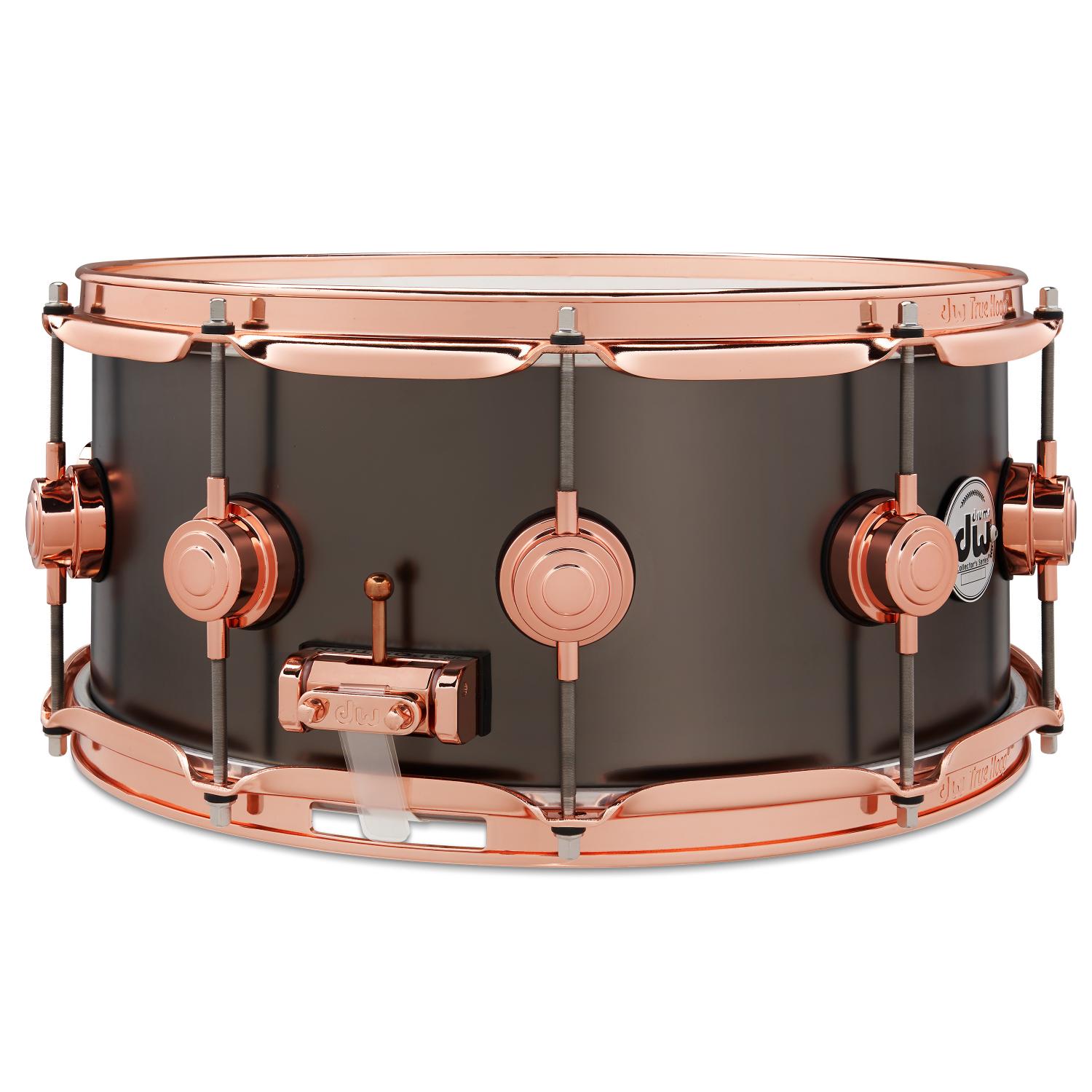 DW Collectors Satin Black Brass Snare Drum 14x6.5 w/Copper Hardware - Drum Center Of Portsmouth