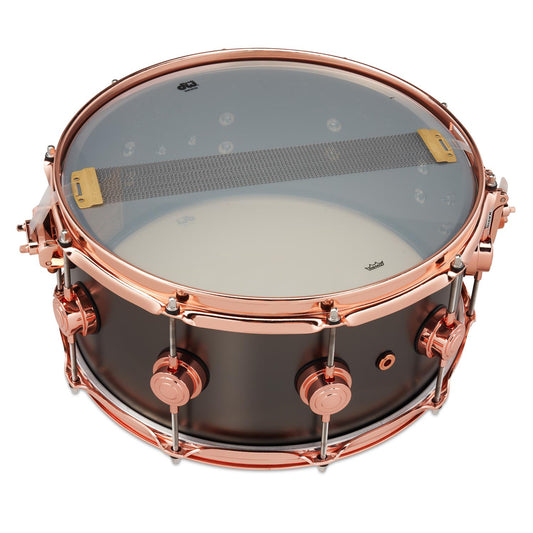 DW Collectors Satin Black Brass Snare Drum 14x6.5 w/Copper Hardware - Drum Center Of Portsmouth