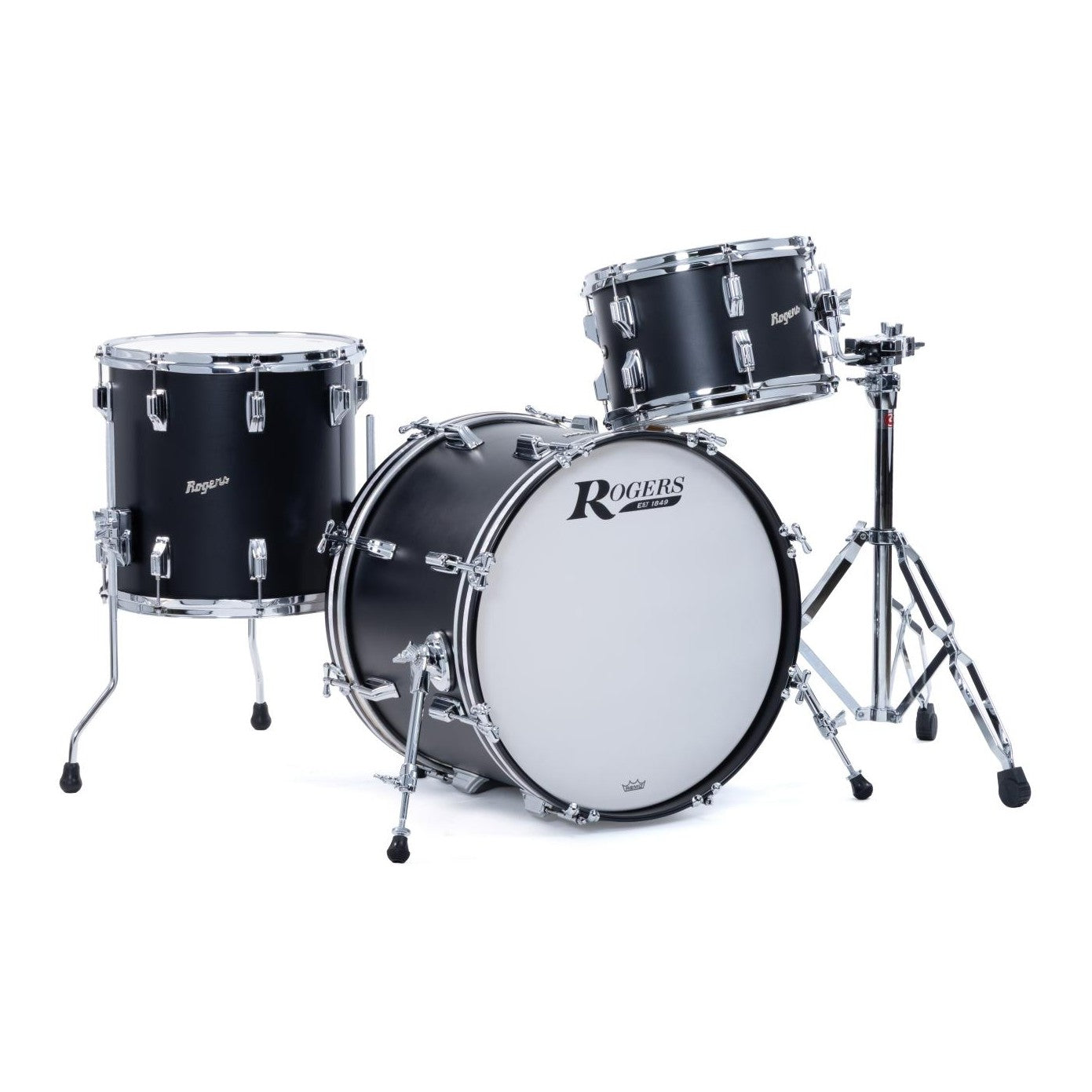 Rogers Dayton 3pc Drum Set 20/12/14 Satin Black Lacquer - Drum Center Of Portsmouth