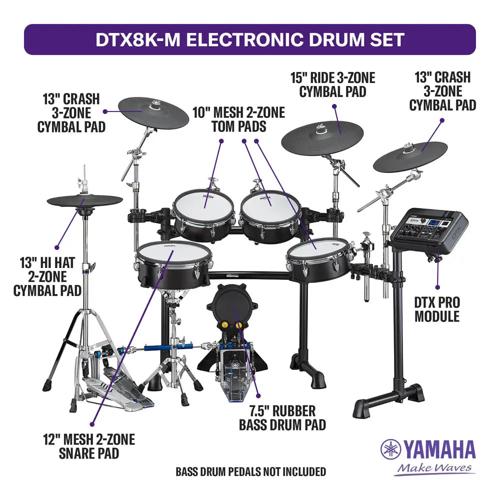 Yamaha DTX8K-M BF Electronic Drum Set Black Forest - Drum Center Of Portsmouth