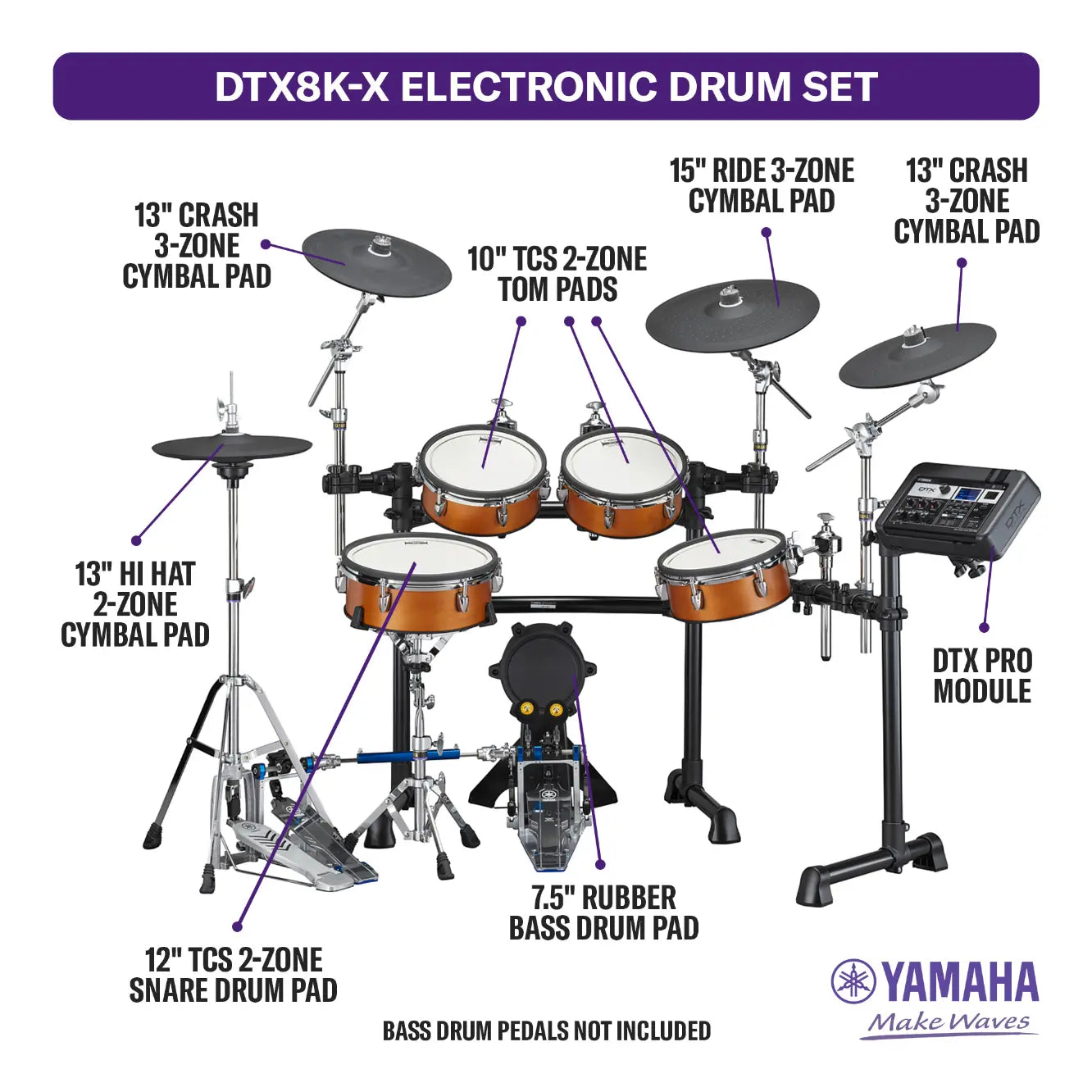 Yamaha DTX8K-PROX Electronic Drum Set Real Wood w/TCS Pads - Drum Center Of Portsmouth