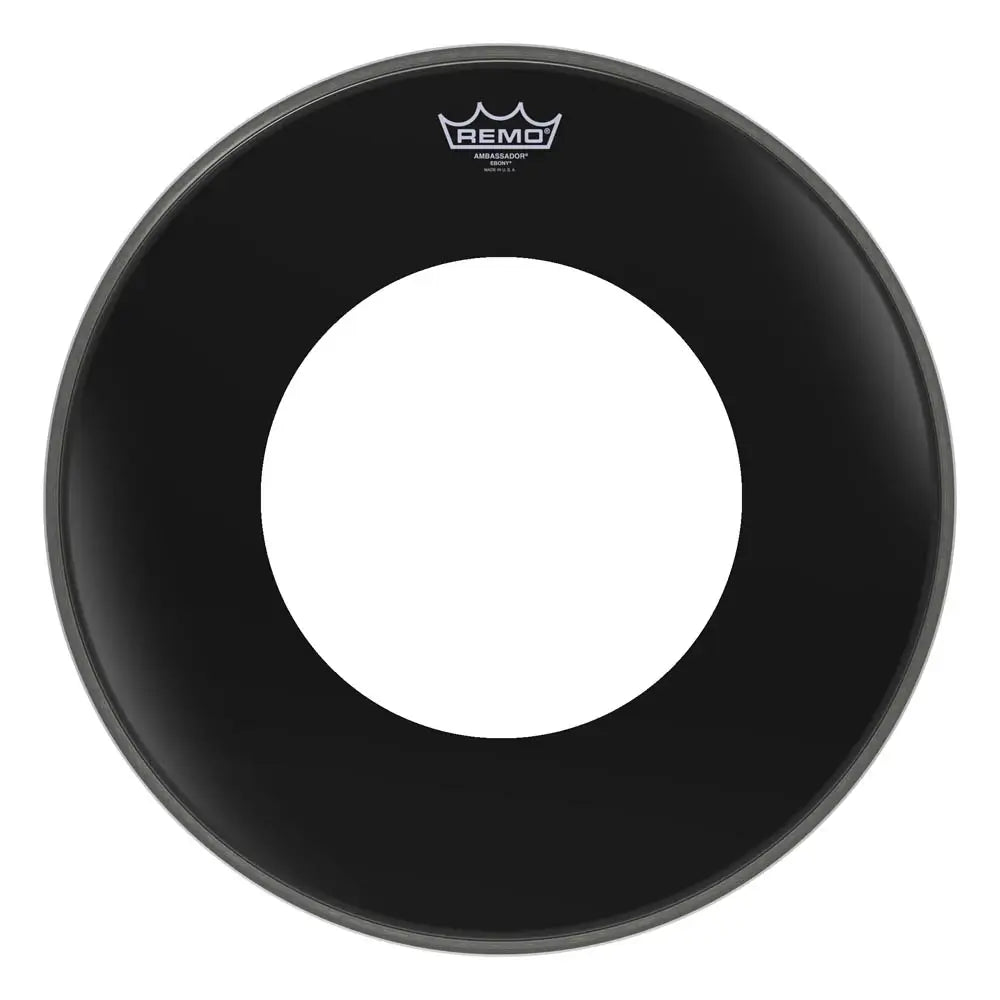 Remo Ambassador Ebony Bass Drumhead 18" w/10" Center Hole - Drum Center Of Portsmouth