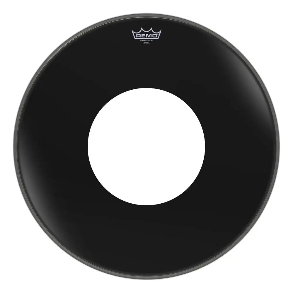 Remo Ambassador Ebony Bass Drumhead 24" w/10" Center Hole - Drum Center Of Portsmouth