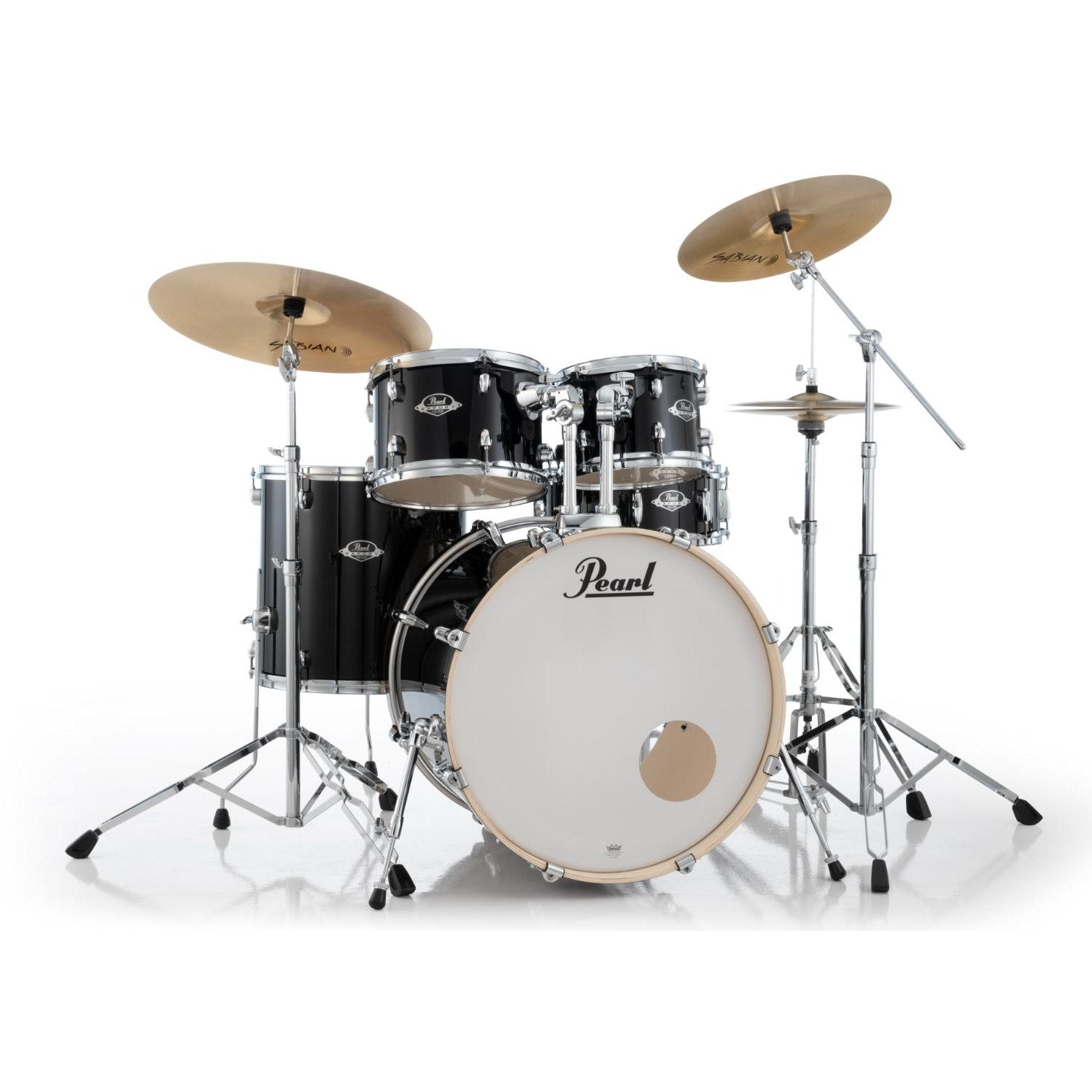 Pearl Export 5pc Drum Set 22/12/13/16/14 Jet Black w/Stands & Sabian Cymbals - Drum Center Of Portsmouth