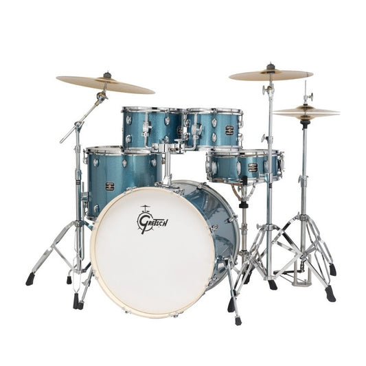 Gretsch Energy 5pc Drum Set w/Hardware & Paiste Cymbals Blue Sparkle - Drum Center Of Portsmouth