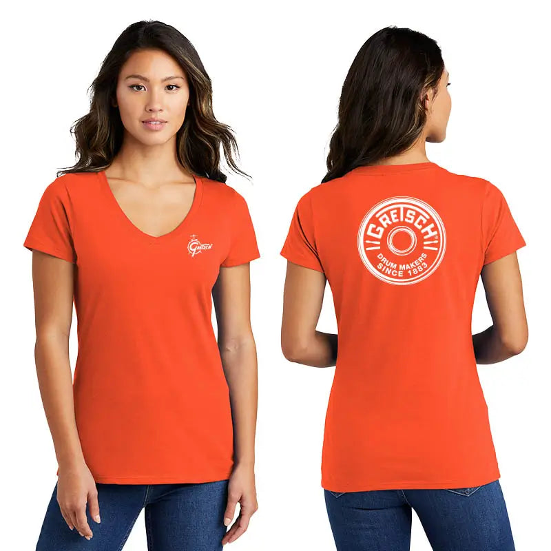 Gretsch Round Badge Ladies Short Sleeve T-Shirt Orange, XX-Large - Drum Center Of Portsmouth