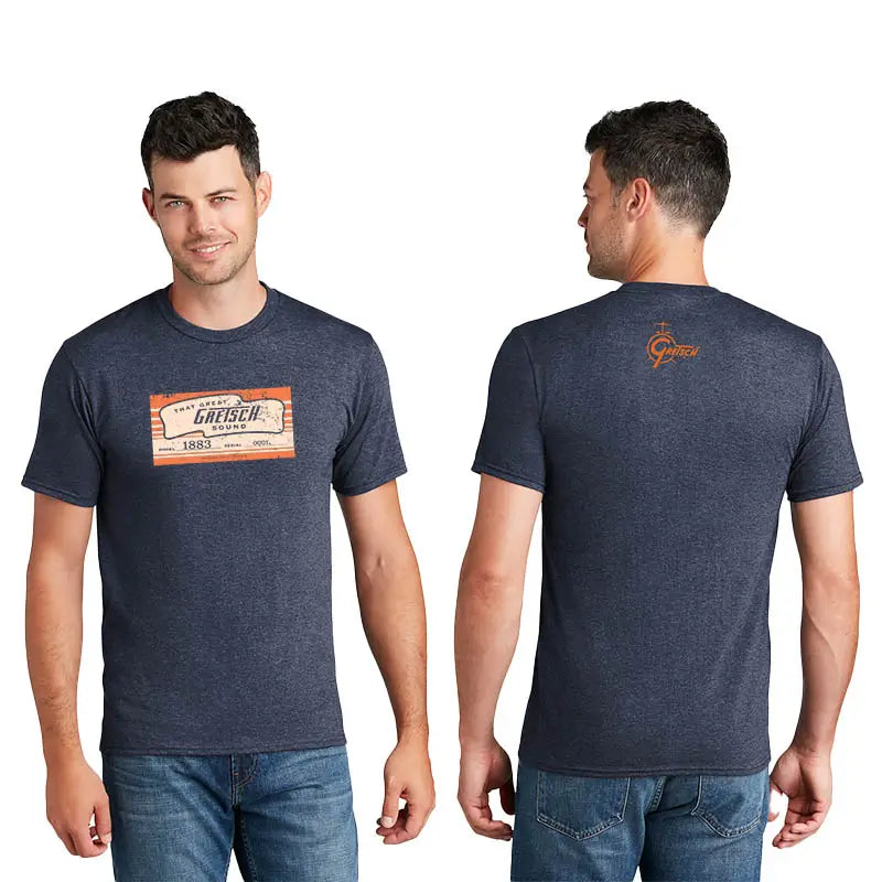 Gretsch Serial Number Label T-Shirt Blue, XX-Large - Drum Center Of Portsmouth