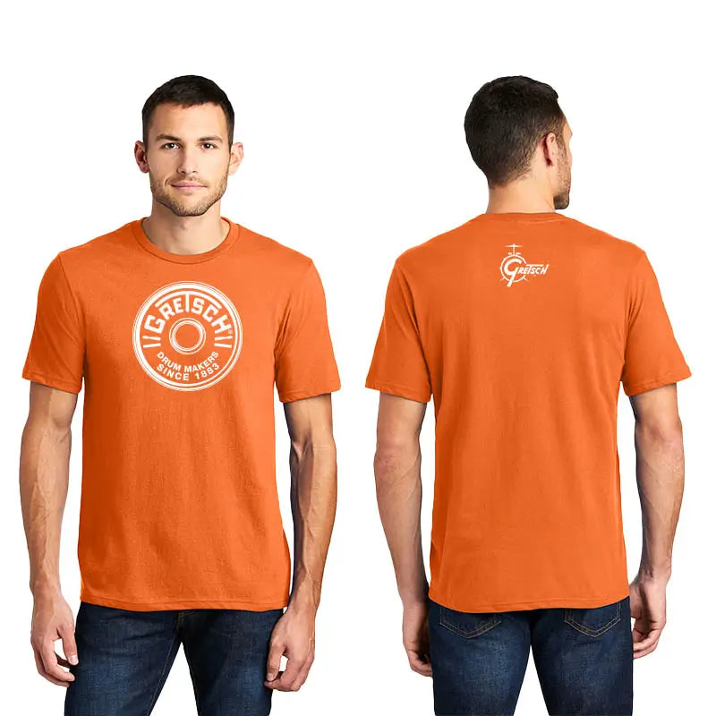 Gretsch Round Badge Short Sleeve T-Shirt Orange, Large - Drum Center Of Portsmouth