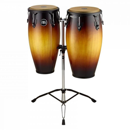 Meinl Headliner Wood Congas 11 & 12 Set, Incl. Double Braced Tripod Stand Vintage Sunburst - Drum Center Of Portsmouth