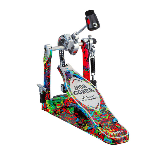 EMBARGOED UNTIL JAN 10 - Tama 50th Anniversary Iron Cobra Marble Psychedelic Rainbow Power Glide Single Pedal - Drum Center Of Portsmouth
