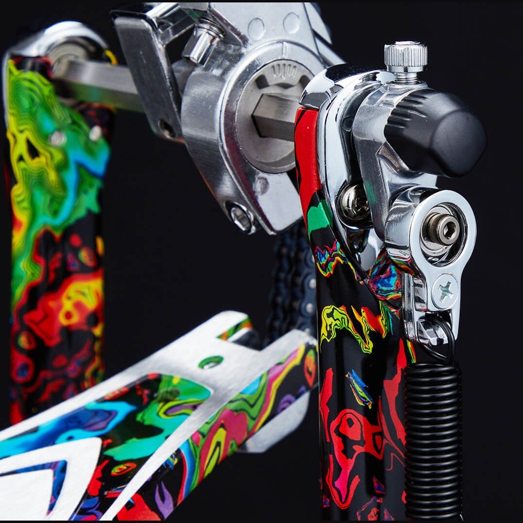 EMBARGOED UNTIL JAN 10 - Tama 50th Anniversary Iron Cobra Marble Psychedelic Rainbow Power Glide Single Pedal - Drum Center Of Portsmouth