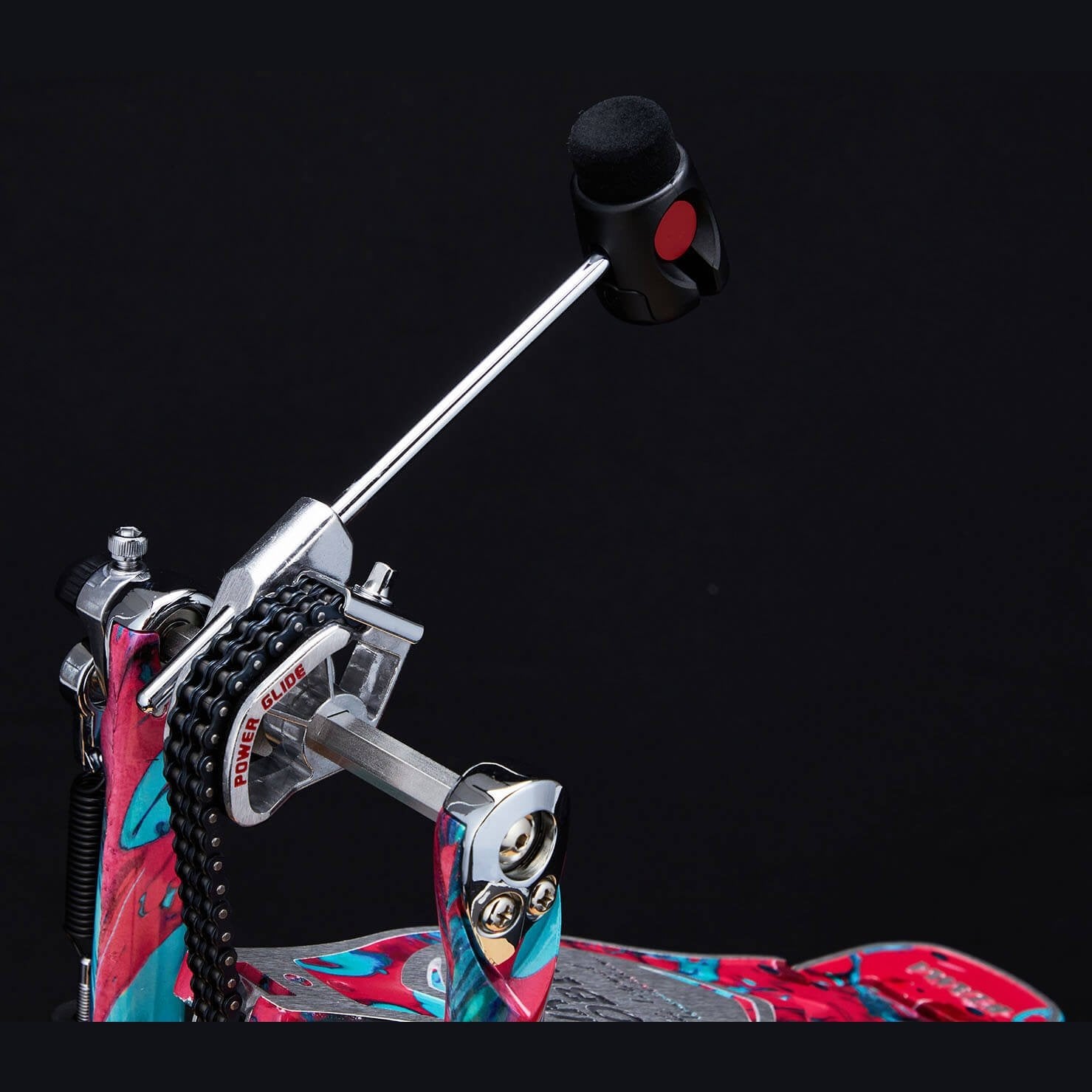 EMBARGOED UNTIL JAN 10 - Tama 50th Anniversary Iron Cobra Marble Coral Swirl Power Glide Twin Pedal - Drum Center Of Portsmouth
