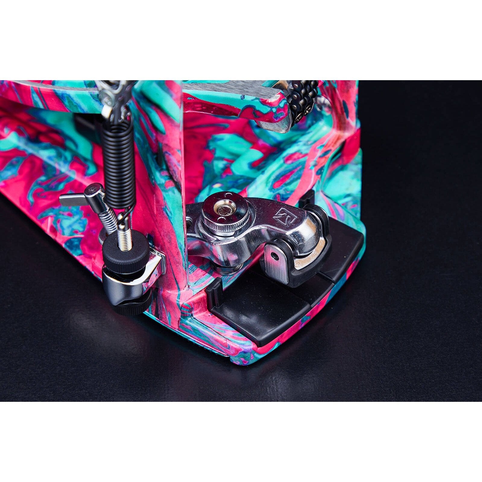 EMBARGOED UNTIL JAN 10 - Tama 50th Anniversary Iron Cobra Marble Coral Swirl Power Glide Twin Pedal - Drum Center Of Portsmouth