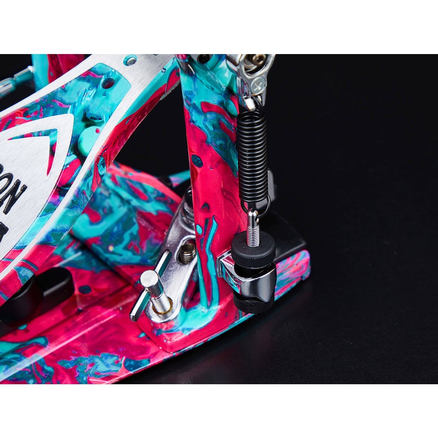 EMBARGOED UNTIL JAN 10 - Tama 50th Anniversary Iron Cobra Marble Coral Swirl Power Glide Twin Pedal - Drum Center Of Portsmouth