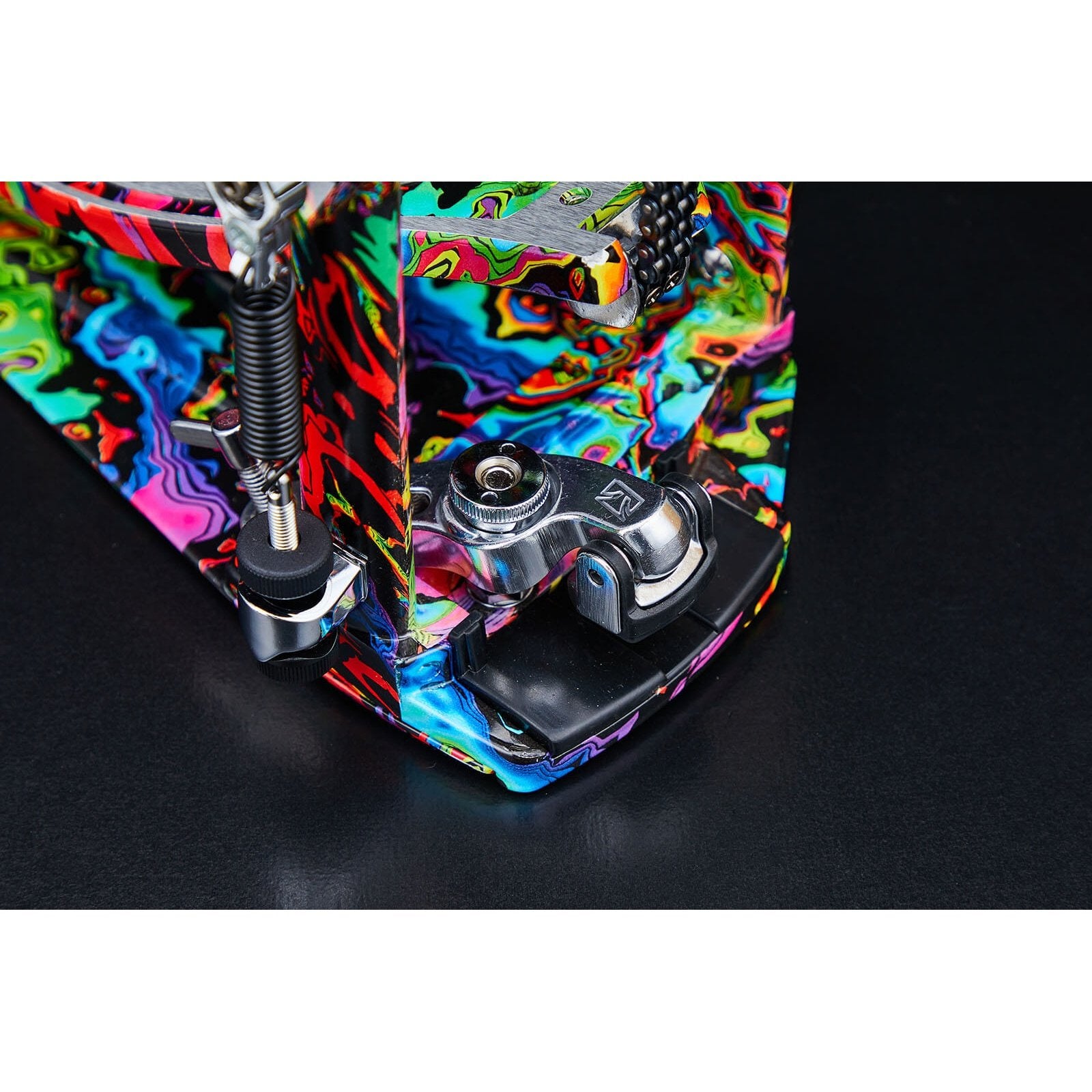 EMBARGOED UNTIL JAN 10 - Tama 50th Anniversary Iron Cobra Marble Psychedelic Rainbow Power Glide Twin Pedal - Drum Center Of Portsmouth