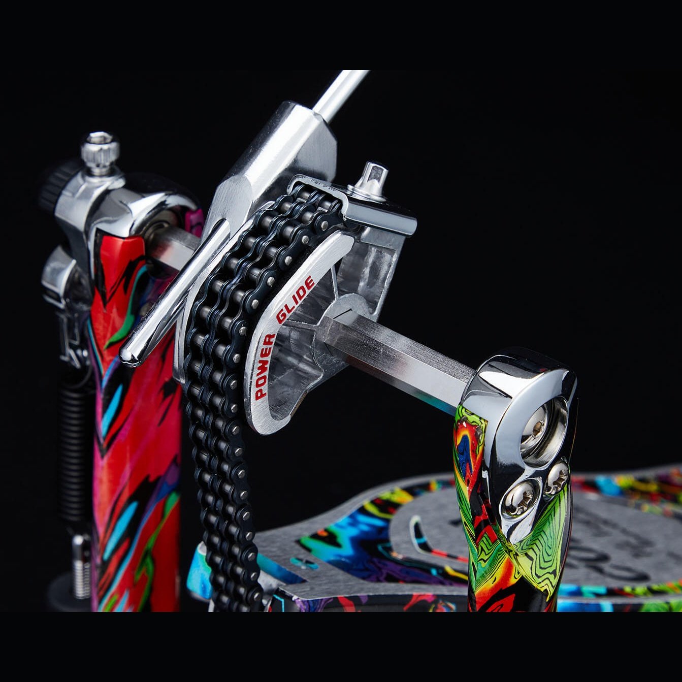 EMBARGOED UNTIL JAN 10 - Tama 50th Anniversary Iron Cobra Marble Psychedelic Rainbow Power Glide Twin Pedal - Drum Center Of Portsmouth