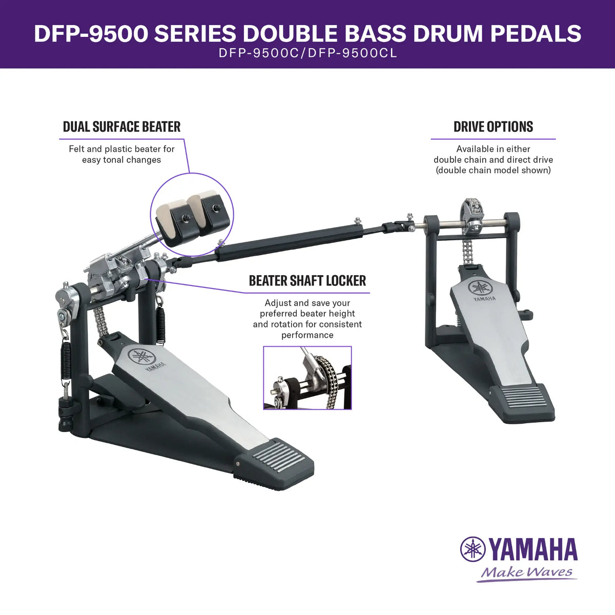 yamaha double pedal DFP9500C Chain Drive Bass Drum R 6 2RS Bike MANO Size:2 Extra Small reliable double chain drive