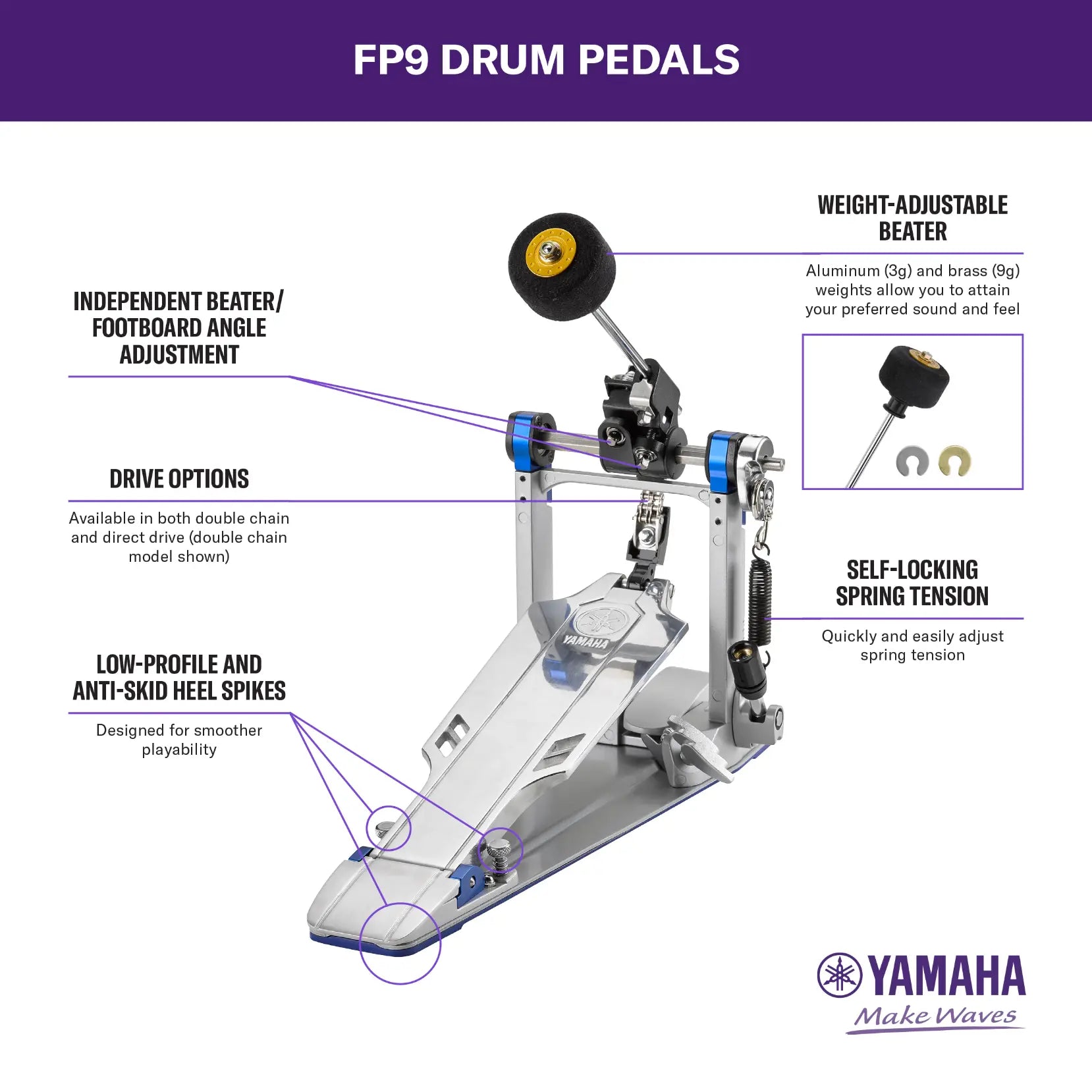 Yamaha FP-9D Professional Direct Drive Bass Drum Pedal w/Case