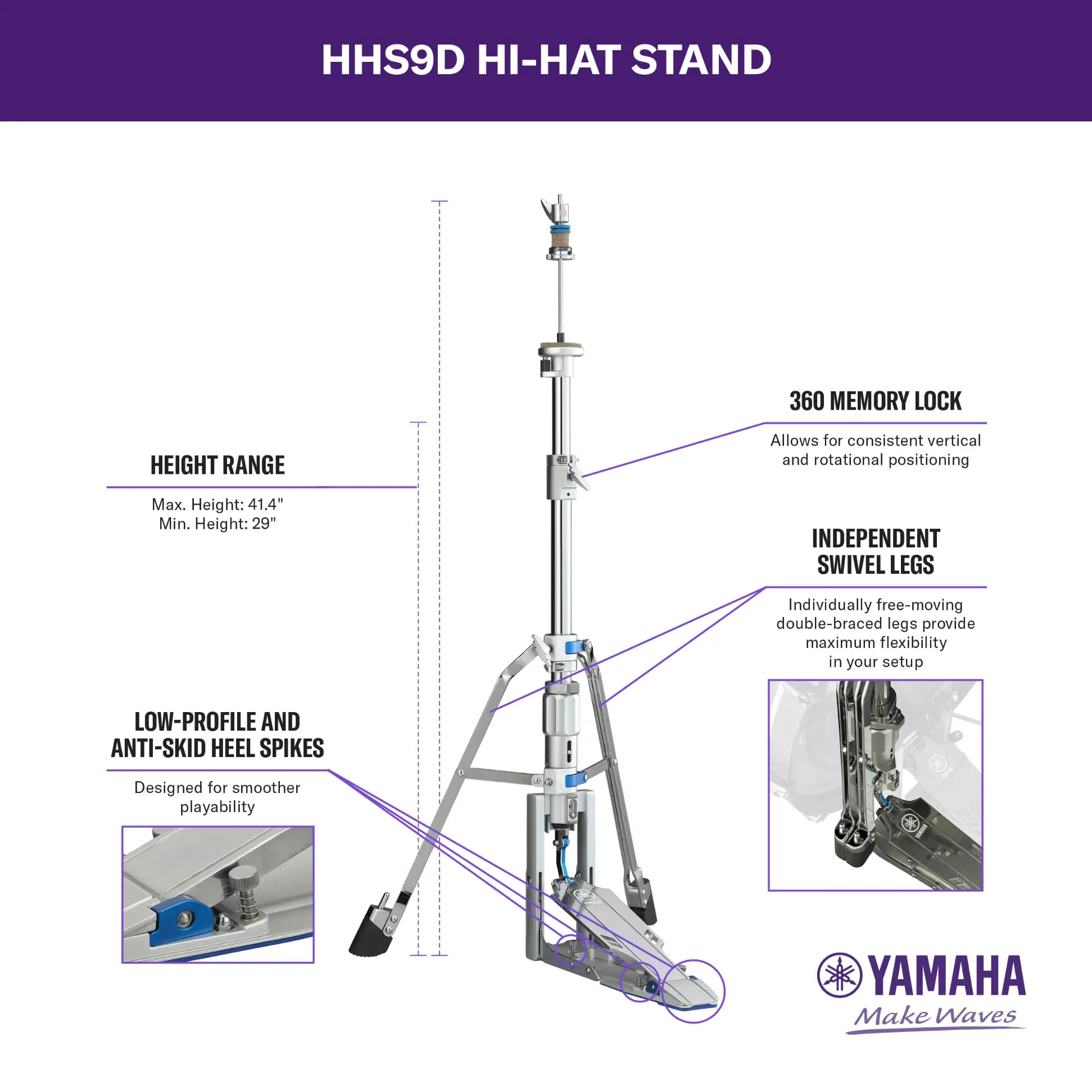 Yamaha HHS9D HHS9D Professional 2-Leg Hi Hat Stand - Drum Center Of Portsmouth