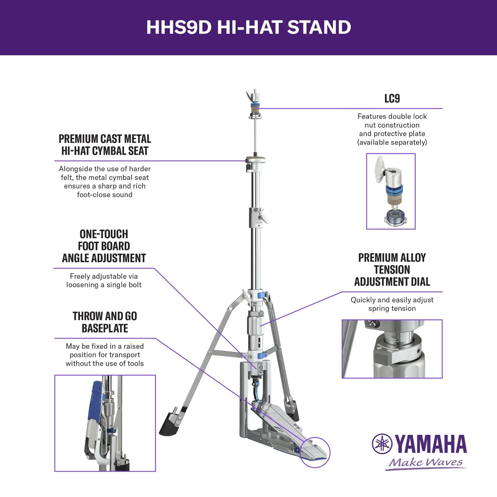 Yamaha HHS9D HHS9D Professional 2-Leg Hi Hat Stand - Drum Center Of Portsmouth