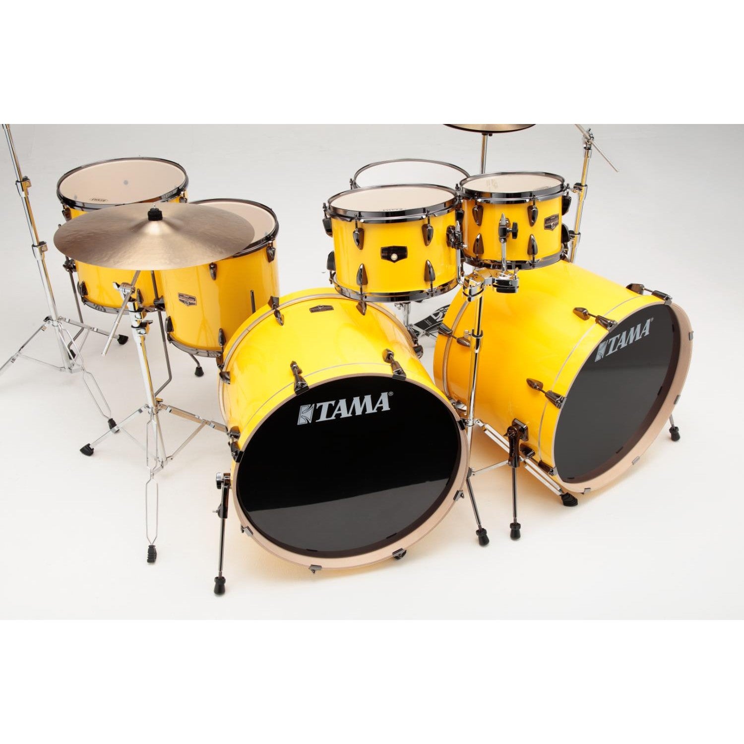 EMBARGOED - ENABLE SEP 30 @ 9PM - Tama Imperialstar 7pc Complete Double Bass Drum Set Electric Yellow - Drum Center Of Portsmouth