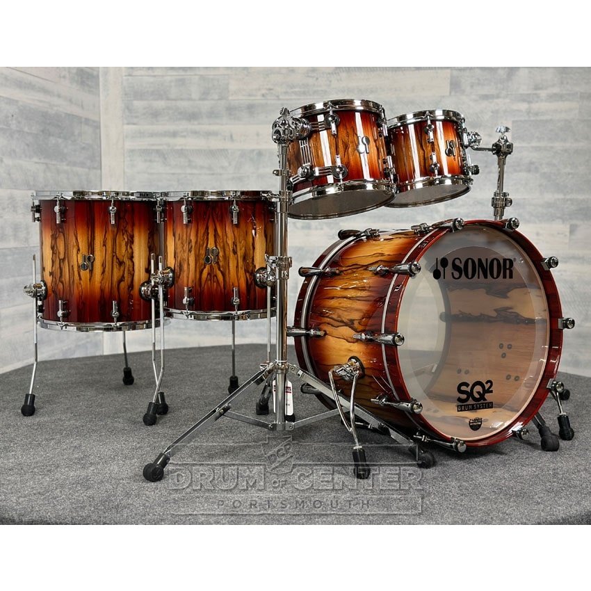 Sonor SQ2 Beech 5pc Drum Set Candy Red Burst Over African Marble - Drum Center Of Portsmouth