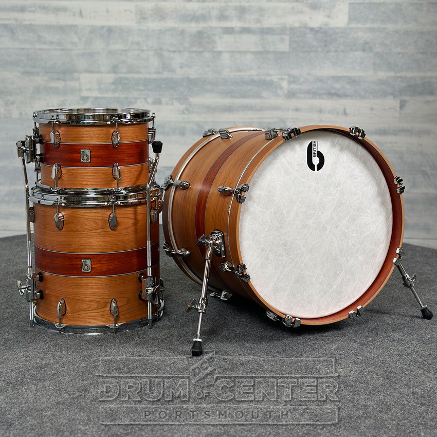 British Drum Company Founder's Reserve Birch 3pc Drum Set Cherry/Padauk Veneer - Drum Center Of Portsmouth