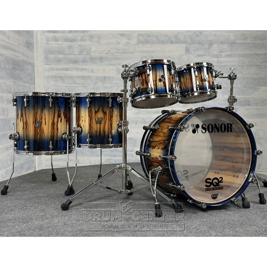 Sonor SQ2 Beech 5pc Drum Set Candy Blue Burst Over African Marble - Drum Center Of Portsmouth