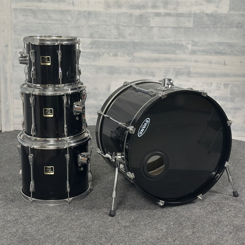 Used Yamaha Stage Custom 5pc Drum Set Transparent Black w/ Mount - Fair - Drum Center Of Portsmouth