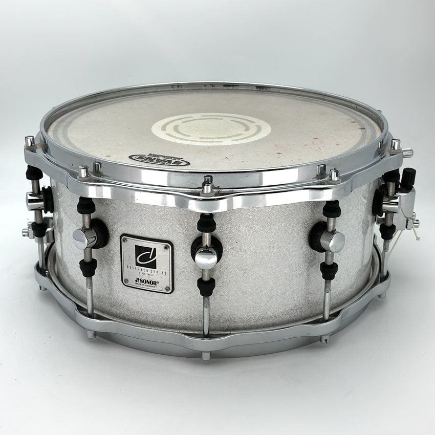 Used Sonor Designer Snare Drum - White Sparkle 14x6.5 - Very Good - Drum Center Of Portsmouth