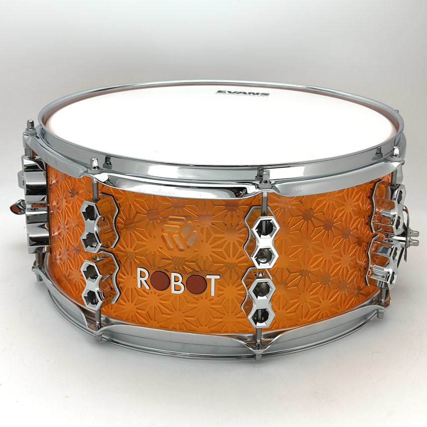 Robot Drum Company Asanoha Snare Drum 14x6.5 Amber Acrylic - Drum Center Of Portsmouth