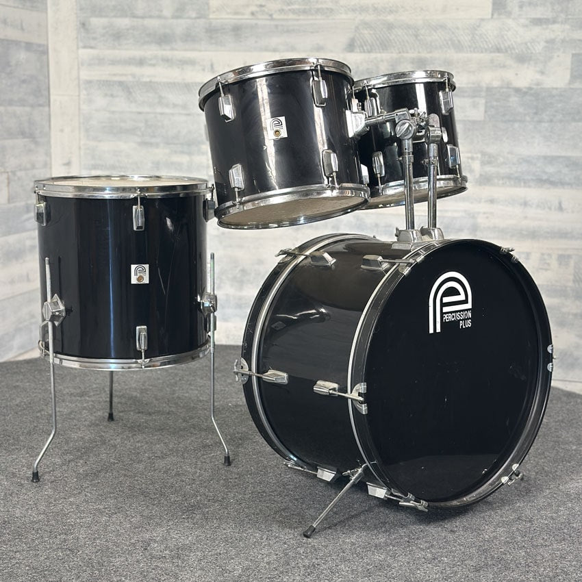 Used Percussion Plus 4pc Drum Set Black - Fair - Drum Center Of Portsmouth