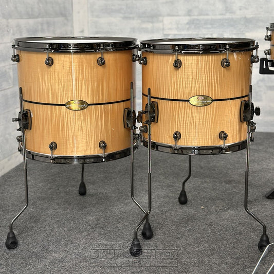 Pearl Masterworks 7pc Drum Set Fiddleback White Sycamore w/Black Nickel Hardware - Drum Center Of Portsmouth