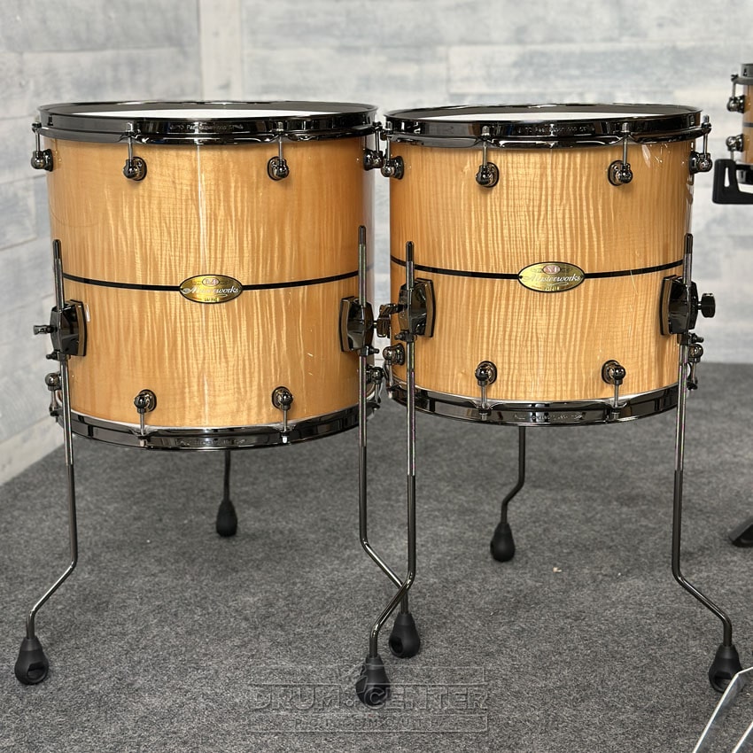 Pearl Masterworks 7pc Drum Set Fiddleback White Sycamore w/Black Nickel Hardware - Drum Center Of Portsmouth
