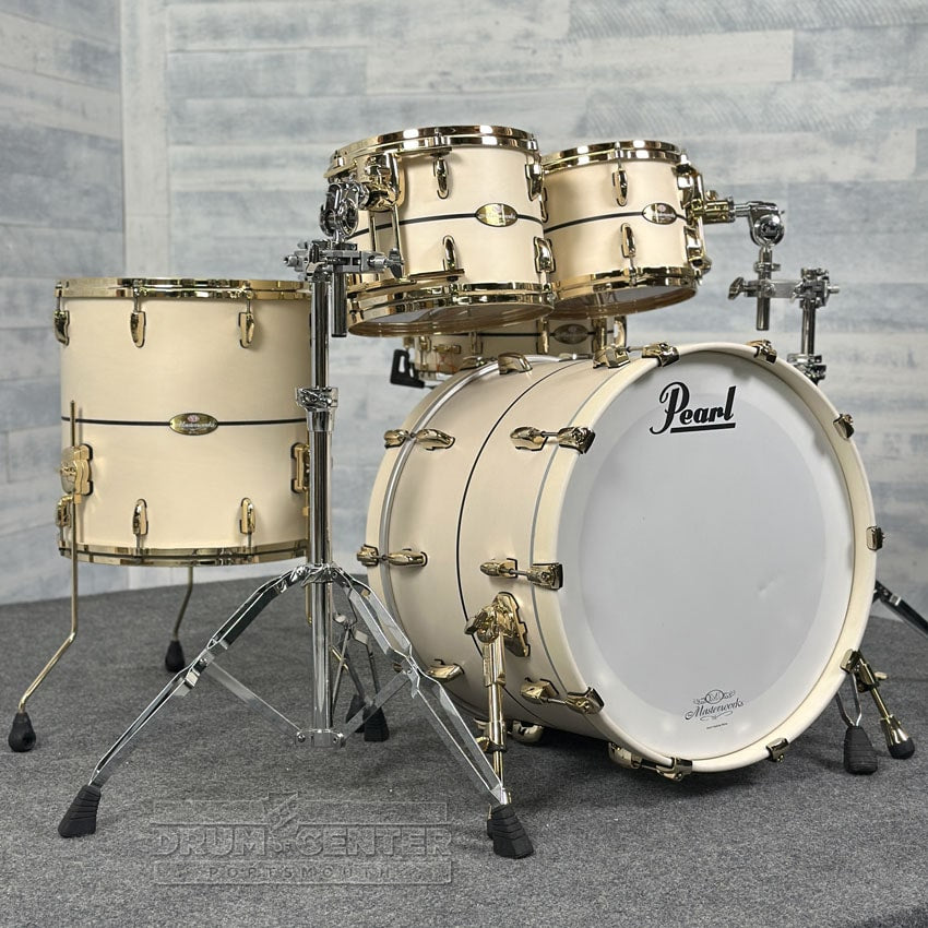 Pearl Masterworks 5pc Maple/Gum Drum Set Tiramisu w/Barnwood Inlay & Gold Hw - Drum Center Of Portsmouth