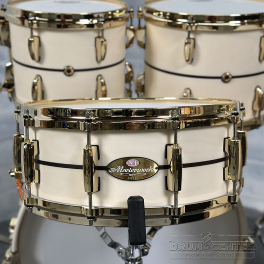 Pearl Masterworks 5pc Maple/Gum Drum Set Tiramisu w/Barnwood Inlay & Gold Hw - Drum Center Of Portsmouth