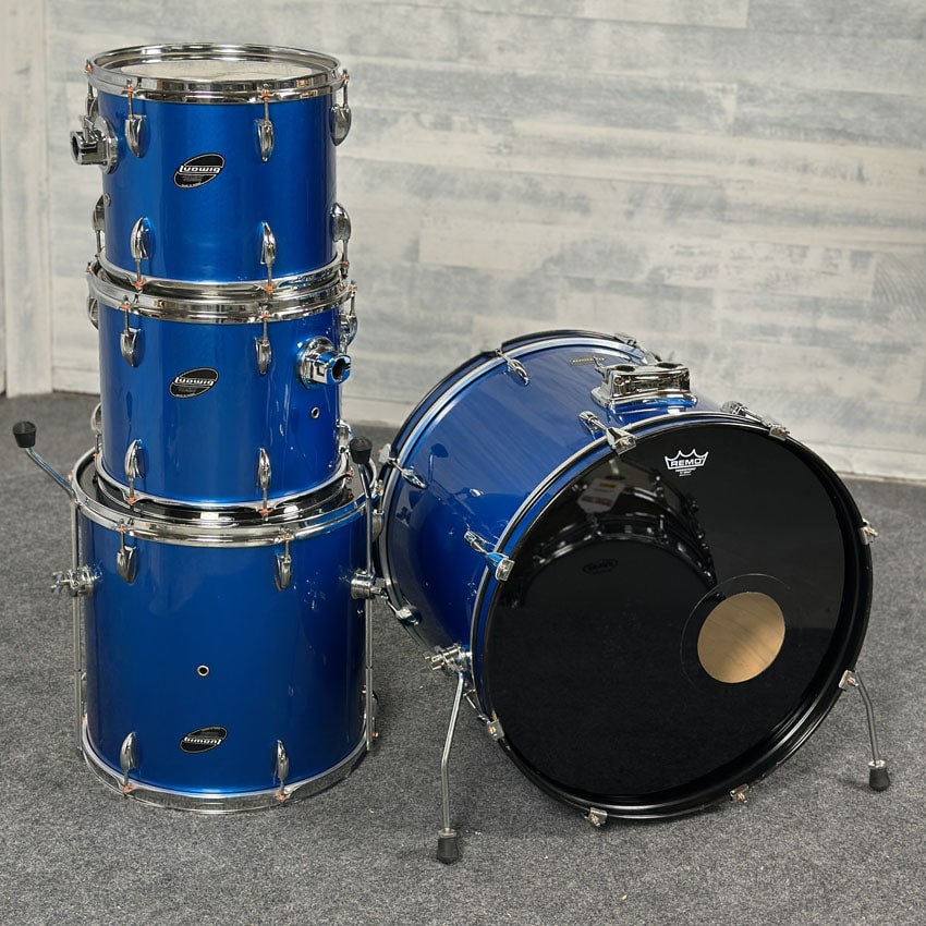 Used Ludwig Accent 4pc Drum Set Blue Wrap - Good - Drum Center Of Portsmouth