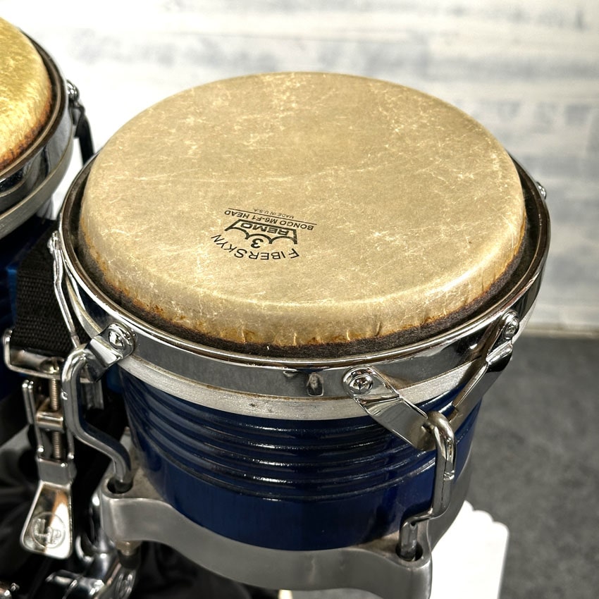 Used LP Matador Bongos Blue w/Stand & Padded Bag - Good - Drum Center Of Portsmouth