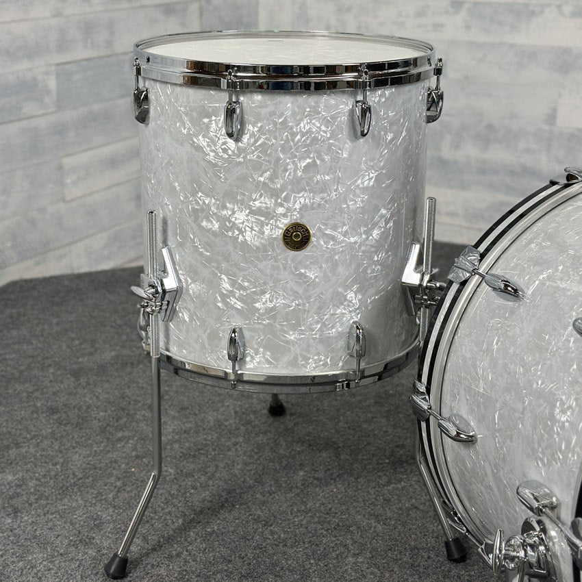 Used Gretsch USA Custom 4pc Drum Set 60s White Marine Pearl - Very Good - Drum Center Of Portsmouth