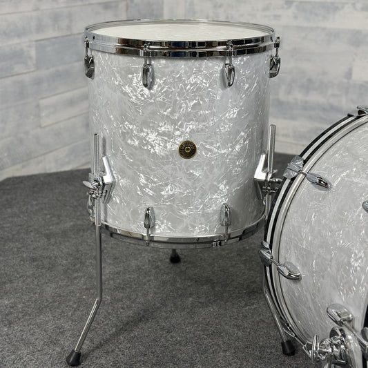 Used Gretsch USA Custom 4pc Drum Set 60s White Marine Pearl - Very Good - Drum Center Of Portsmouth