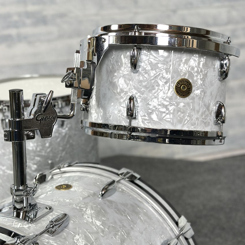 Used Gretsch USA Custom 4pc Drum Set 60s White Marine Pearl - Very Good - Drum Center Of Portsmouth