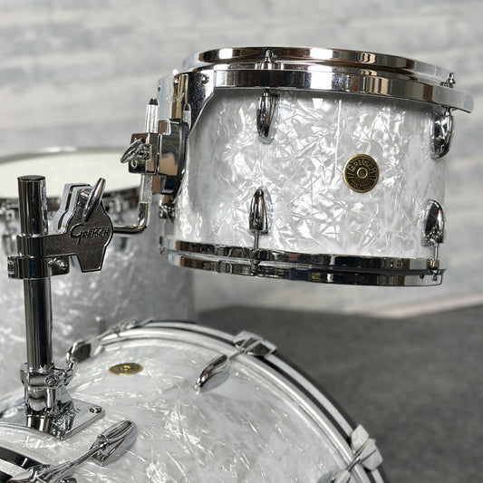 Used Gretsch USA Custom 4pc Drum Set 60s White Marine Pearl - Very Good - Drum Center Of Portsmouth