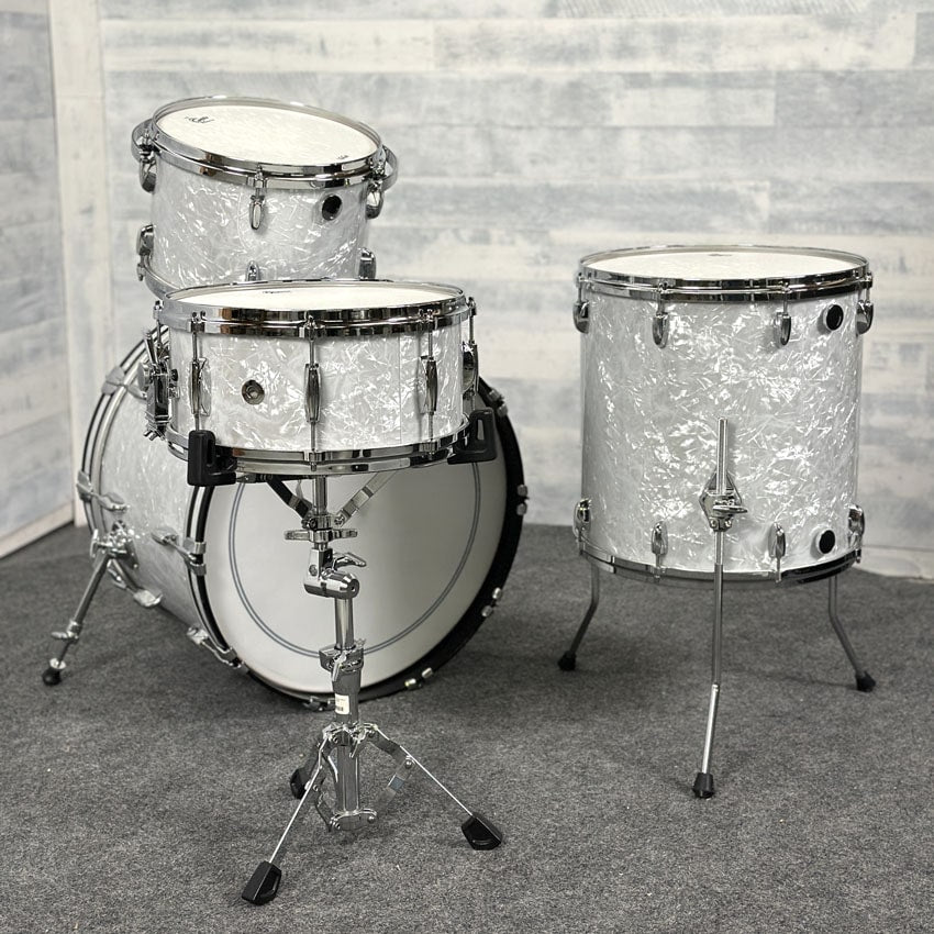 Used Gretsch USA Custom 4pc Drum Set 60s White Marine Pearl - Very Good - Drum Center Of Portsmouth