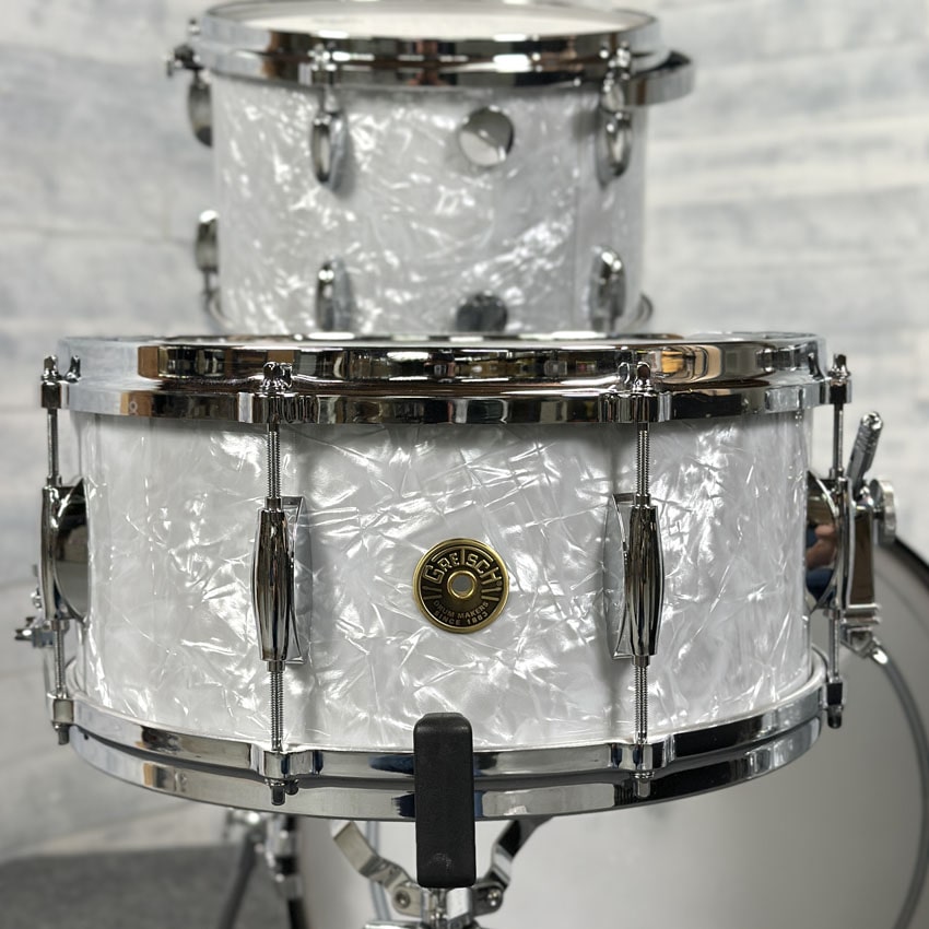 Used Gretsch USA Custom 4pc Drum Set 60s White Marine Pearl - Very Good - Drum Center Of Portsmouth