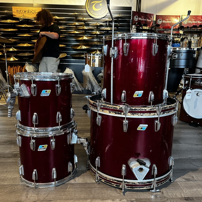 Used Vintage Ludwig 4pc Drumset Maroon Wrap - Fair - Drum Center Of Portsmouth
